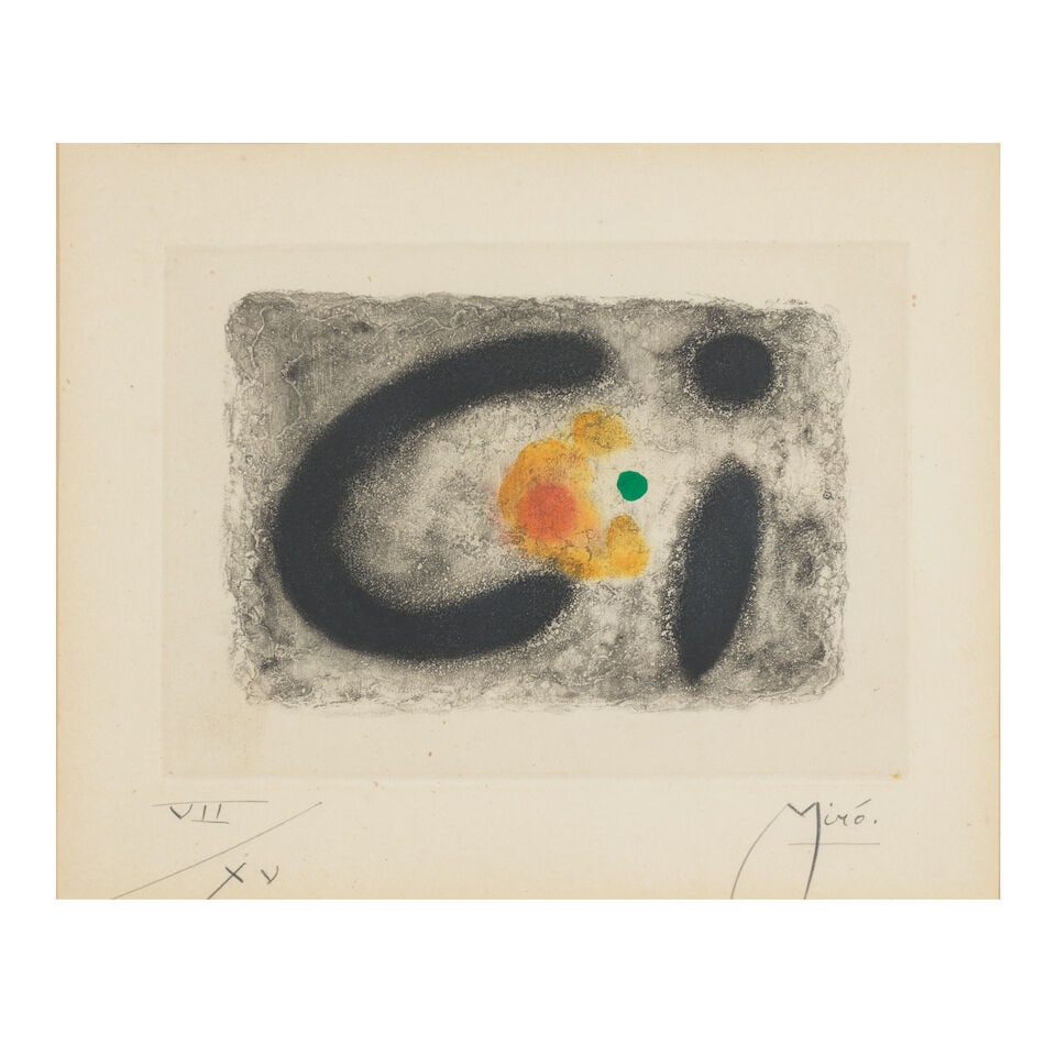 Joan Miró (Spanish, 1893-1983) One Plate, from Fusées Etching with aquatint in colours... (1 of 3)
