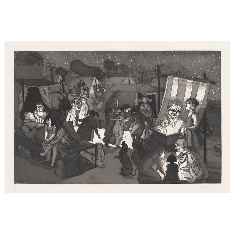 Dame Paula Rego R.A. (British, 1935-2022) The Encampment Etching with aquatint, 1989, on Arches ...: Dame Paula Rego R.A. (British, 1935-2022) The Encampment (Rosenthal 30) Etching with aquatint, 1989, on Arches wove paper, signed and numbered 4/50 in pencil (there were also 14 artist's proofs), prin