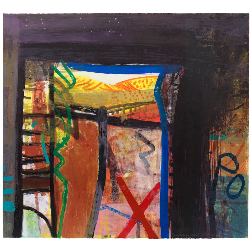 Dame Barbara Rae DBE RA RSA FRSE (British, born 1943) Doorway - Hill Village Screenprint in colo... (1 of 2)