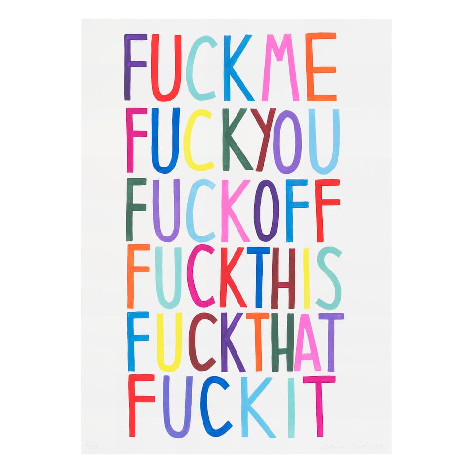 Alma Singer (British, born 1986) Fuck Me Archival inkjet print in colours, 2023, on Somerset Sat...: Alma Singer (British, born 1986) Fuck Me Archival inkjet print in colours, 2023, on Somerset Satin wove paper, signed, dated and numbered 2/25 in pencil, printed and published by Jealous Gallery &