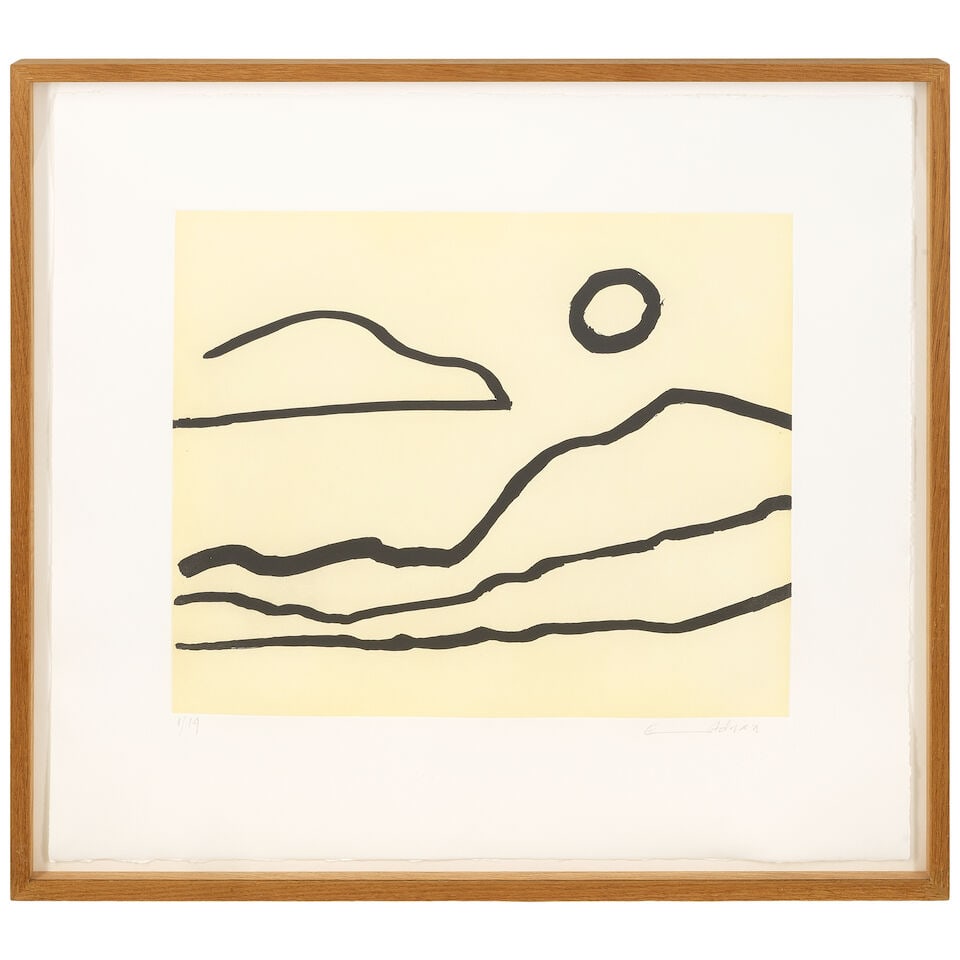 Etel Adnan (Lebanese, 1925-2021) Nuage et Soleil Etching, 2016, on wove paper, signed and number... - 2
