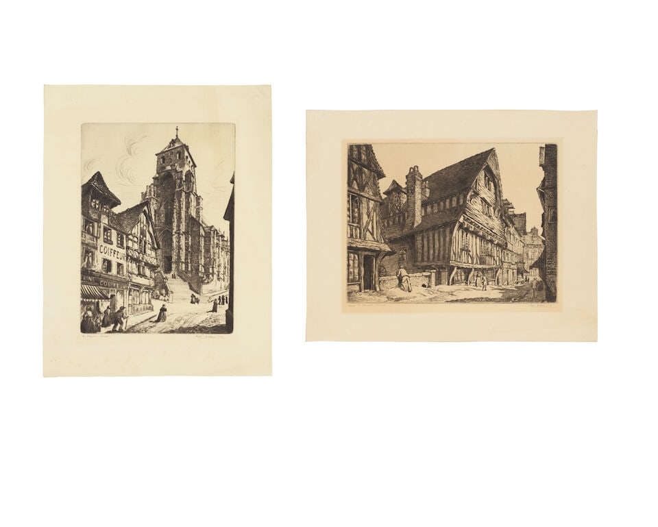 Sybil Andrews CPE (British/Canadian, 1898-1992) Manoir de Formeville, Lisieux; St. Jacques, Lisi... (1 of 3)