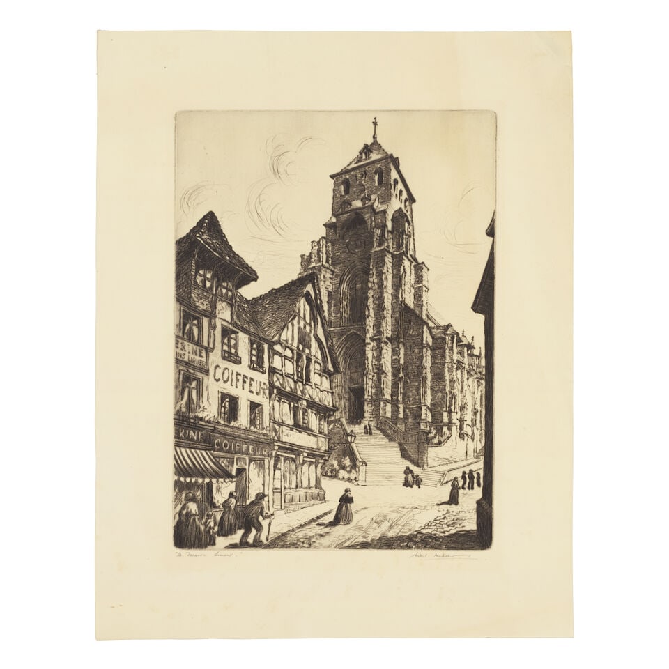 Sybil Andrews CPE (British/Canadian, 1898-1992) Manoir de Formeville, Lisieux; St. Jacques, Lisi... - 2