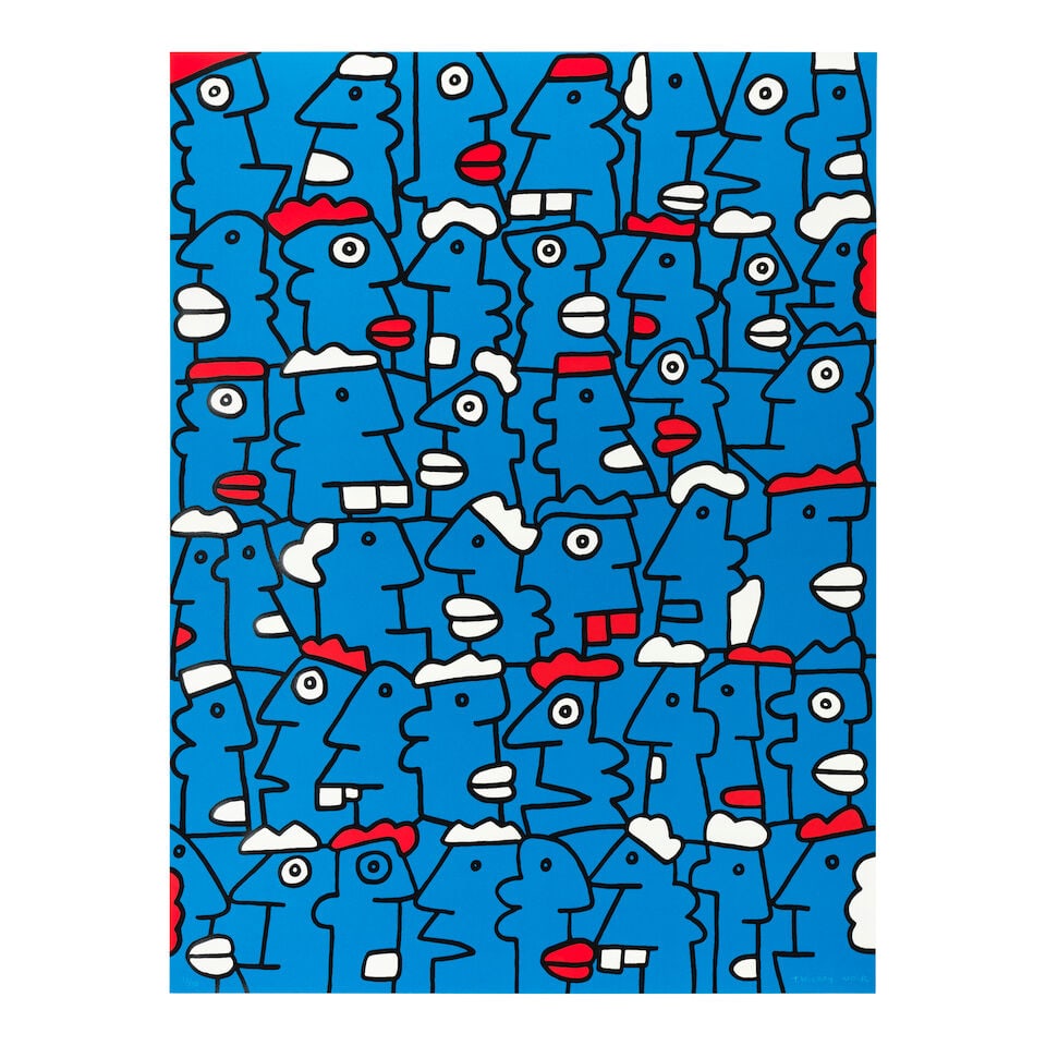 Thierry Noir (French, born 1958) Fast Form Manifest (Blue) Screenprint in colours, 2016, on Some...: Thierry Noir (French, born 1958) Fast Form Manifest (Blue) Screenprint in colours, 2016, on Somerset Satin paper, signed and numbered 13/50 in white crayon, co-published by the artist and Howard