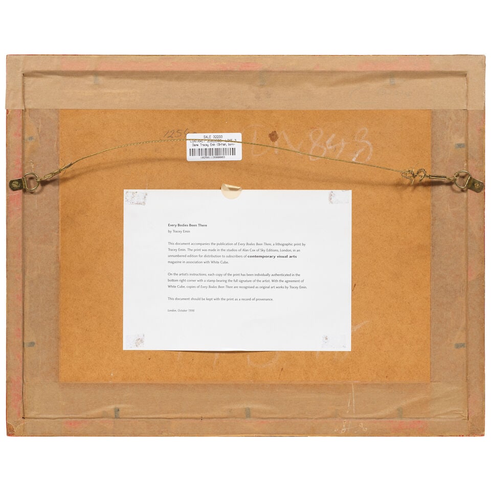 Dame Tracey Emin (British, born 1963) Every Bodies Been There Lithograph, 1998, on wove paper, w... - 2