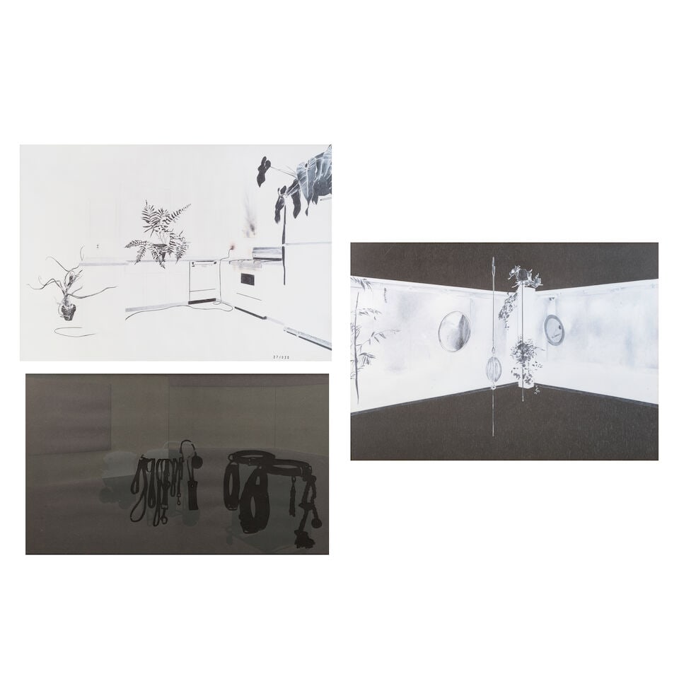 Tatiana Trouvé (Italian/French, born 1968) Myriam et Clémence The pair of imprints, 20...: Tatiana Trouvé (Italian/French, born 1968) Myriam et Clémence The pair of imprints, 2009, on synthetic Poly-art paper, one signed in ink and stamp-numbered 27/030 in pencil (the total