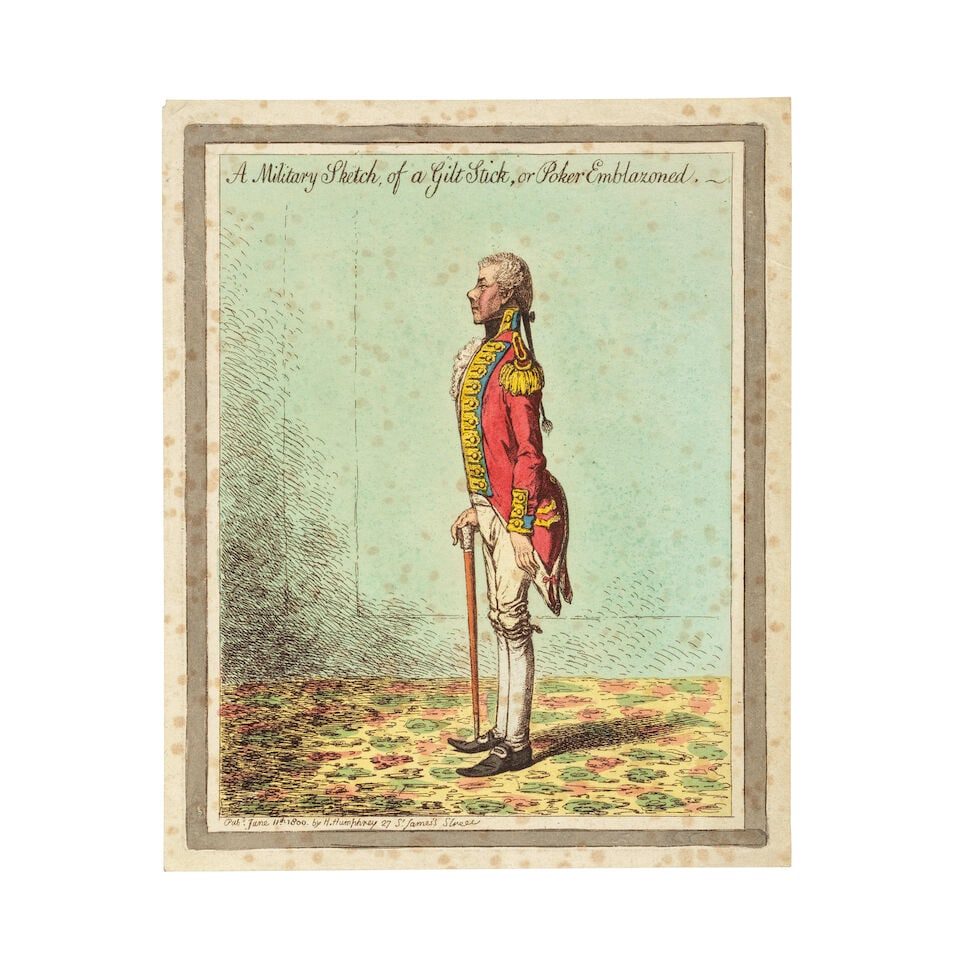 James Gillray (British, 1756-1815) A Military Sketch, of a Gilt Stick, or Poker Emblazoned Etchi... (1 of 1)