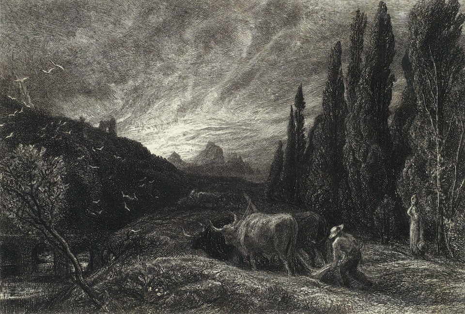 Samuel Palmer (British, 1805-1881) The Early Ploughman Etching, 1861, on cream laid paper, the f... (1 of 1)