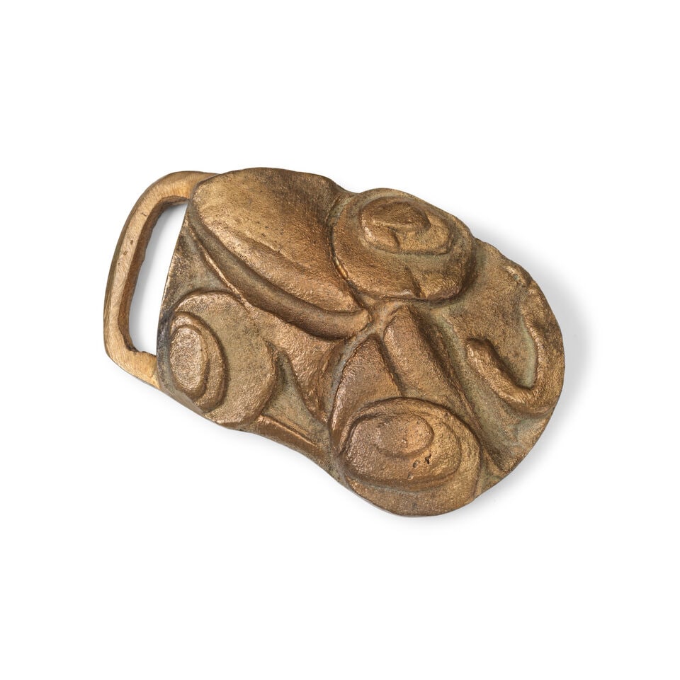 Sir Anthony Caro OM CBE (British, 1924-2013) Belt-Buckle Bronze multiple, 1993, from the edition...: Sir Anthony Caro OM CBE (British, 1924-2013) Belt-Buckle Bronze multiple, 1993, from the edition of 500, published by Momart, London, incised 'MOMART CHRISTMAS 1993' verso Overall 115 x 75mm (4 1/2