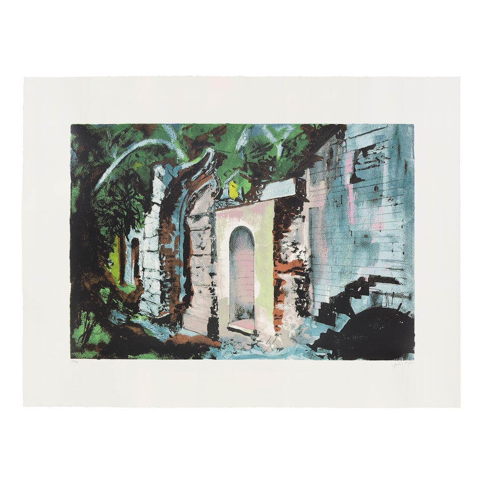 John Piper C.H. (British, 1903-1992) Cascade Bridge, Halswell Screenprint in colours, 1987, on A...: John Piper C.H. (British, 1903-1992) Cascade Bridge, Halswell (Levinson 397) Screenprint in colours, 1987, on Arches wove paper, signed and numbered 48/70 in pencil (there were also 15 artist's proofs