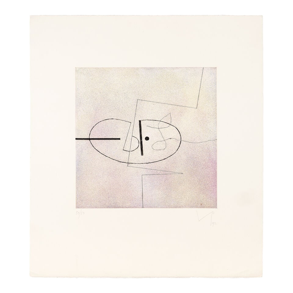 Victor Pasmore R.A. (British, 1908-1998) Images on the Wall Print B Etching with aquatint in col... (1 of 1)