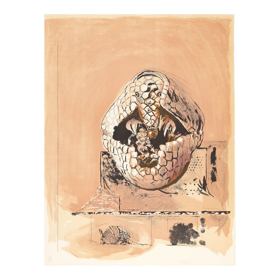 Graham Sutherland O.M. (British, 1903-1980) Armadillo, from A Bestiary and some Correspondences ...: Graham Sutherland O.M. (British, 1903-1980) Armadillo, from A Bestiary and some Correspondences (Tassi 89) Lithograph in colours, 1968, on Arches wove paper, signed and numbered 12/70 in pencil