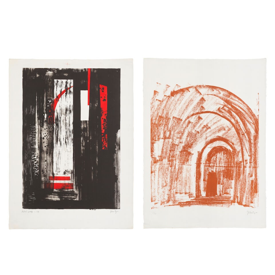 John Piper C.H. (British, 1903-1992) Malmesbury, Wiltshire: The South Porch; Leckhampstead, Berk... (1 of 3)