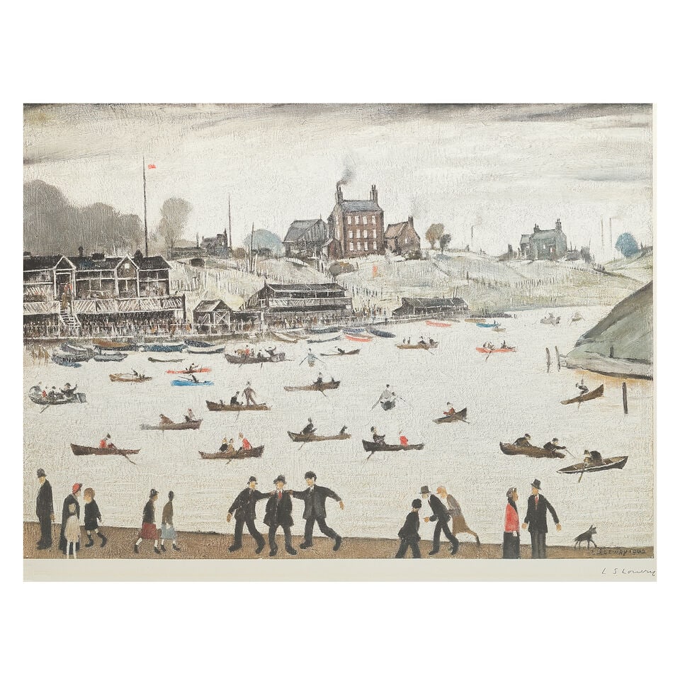 Laurence Stephen Lowry R.A. (British, 1887-1976) Crime Lake Offset lithograph in colours, 1972, ... (1 of 2)