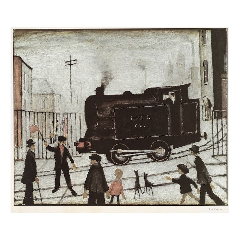 Laurence Stephen Lowry R.A. (British, 1887-1976) The Level Crossing Offset lithograph in colours... (1 of 2)