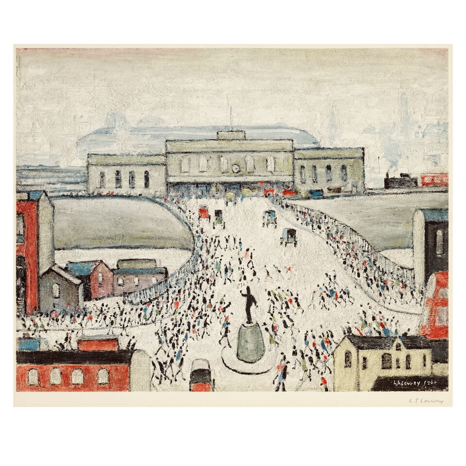 Laurence Stephen Lowry R.A. (British, 1887-1976) Station Approach Offset lithograph in colours, ... (1 of 2)