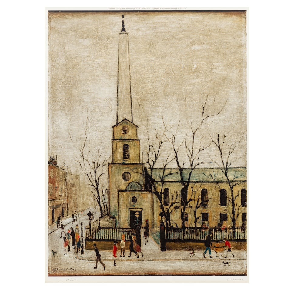 Laurence Stephen Lowry R.A. (British, 1887-1976) St. Luke's Church, Old Street, London Offset li... (1 of 4)