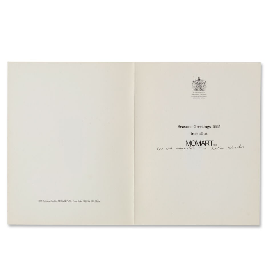 Sir Peter Blake R.A., R.W.A. (Hon) (British, born 1932) Christmas Card (Momart Christmas Edition... - 2