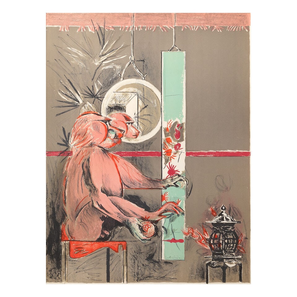 Graham Sutherland O.M. (British, 1903-1980) Cynocephalus, from A Bestiary and some Correspondenc...: Graham Sutherland O.M. (British, 1903-1980) Cynocephalus, from A Bestiary and some Correspondences (Tassi 94) Lithograph in colours, 1968, on Arches wove paper, signed and numbered 5/70 in pencil