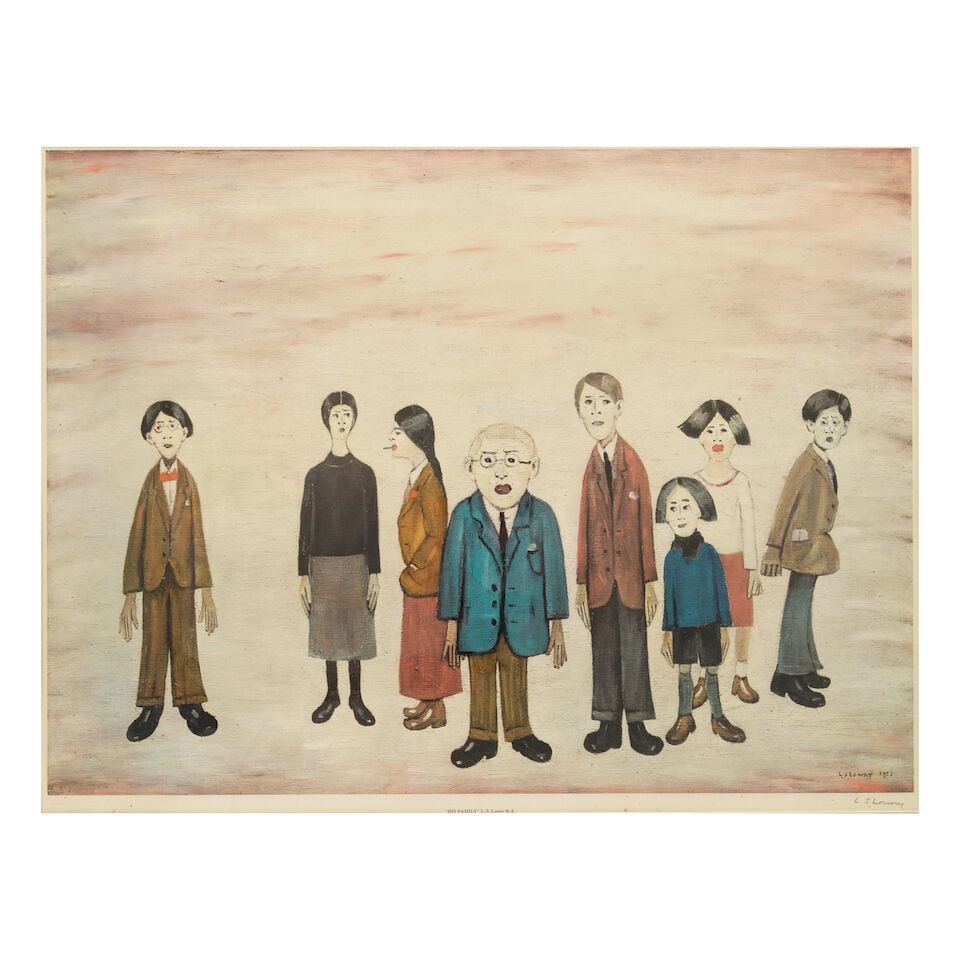 Laurence Stephen Lowry R.A. (British, 1887-1976) His Family Offset lithograph in colours, 1972, ... (1 of 2)