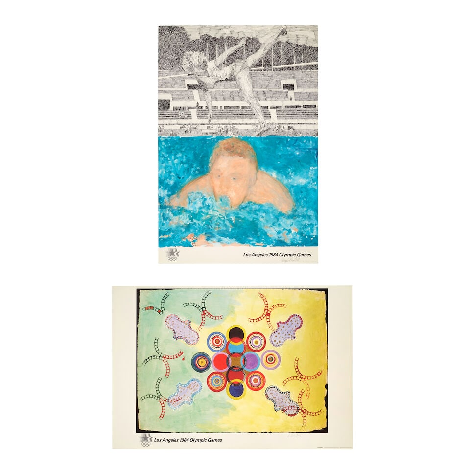 Jennifer Bartlett (American, 1941-2022), Lynda Benglis (American, born 1941) Los Angeles 1984 Ol...: Jennifer Bartlett (American, 1941-2022), Lynda Benglis (American, born 1941) Los Angeles 1984 Olympic Games Two offset lithographic posters in colours, 1984, on wove paper, each signed in pencil,