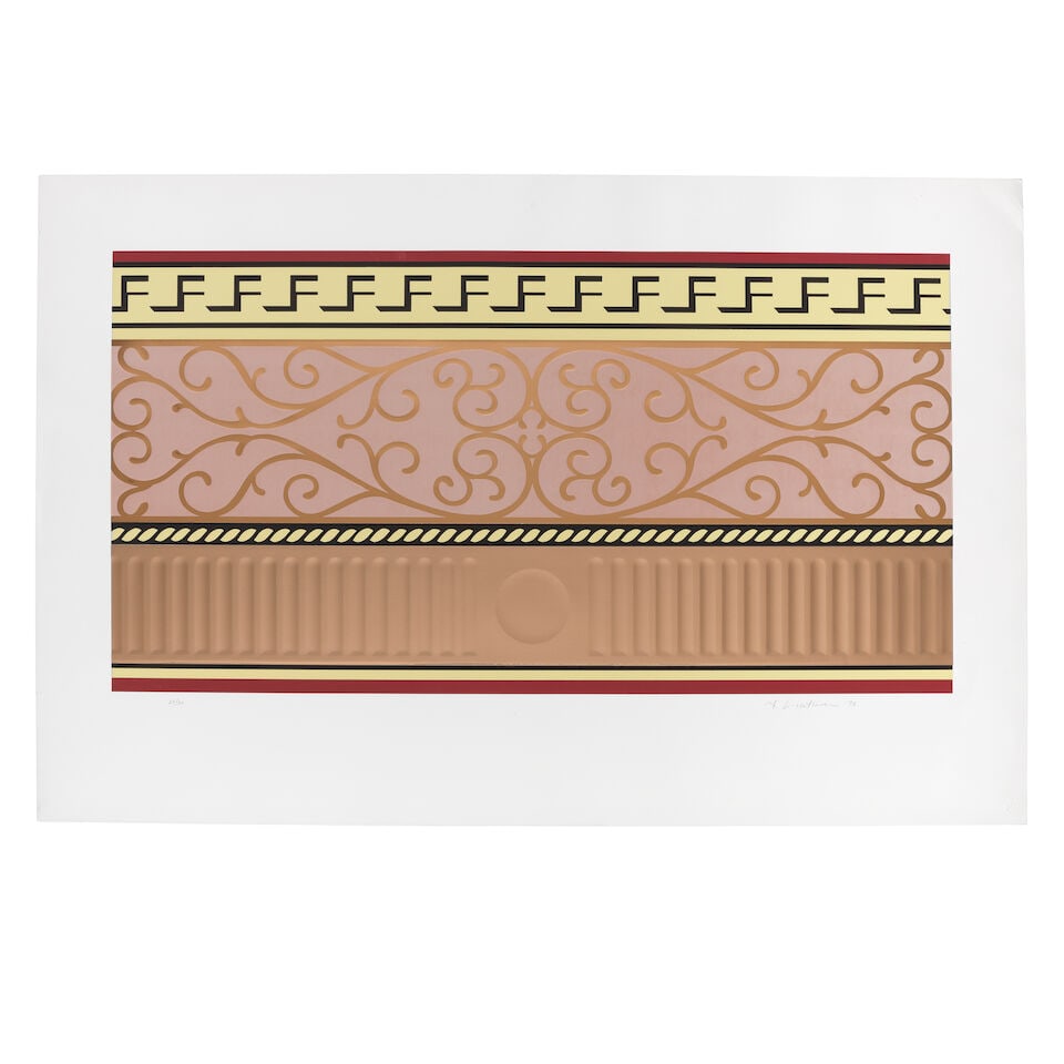 Roy Lichtenstein (American, 1923-1997) Entablature II, from Entablature Series Screenprint, lith...: Roy Lichtenstein (American, 1923-1997) Entablature II, from Entablature Series (Corlett 139) Screenprint, lithograph and collage with embossing in colours, 1976, on BFK Rives wove paper, signed, dated