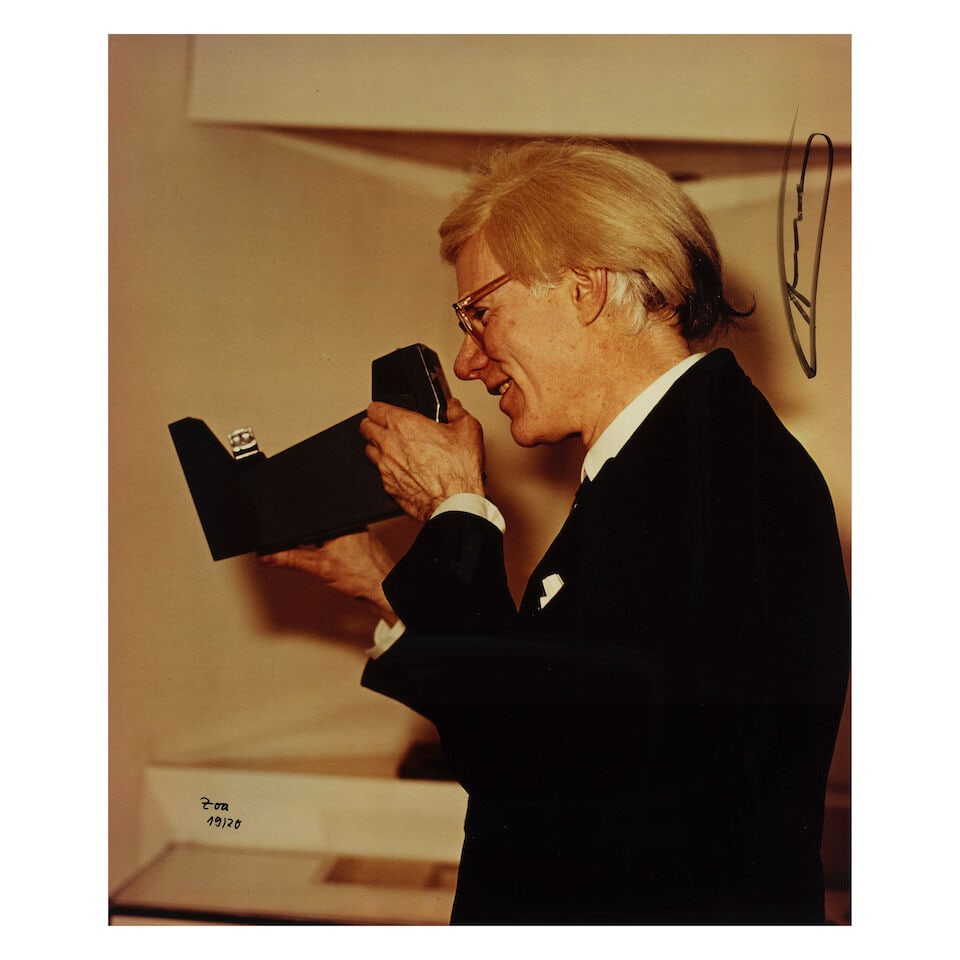 Andy Warhol (American (1928-1987) and ZOA (German, 1941) Untitled (Andy Warhol) C-print in colou...: Andy Warhol (American (1928-1987) and ZOA (German, 1941) Untitled (Andy Warhol) C-print in colours, 1975, on Kodak photographic paper, signed by Warhol and the photographer ZOA, and numbered 19/20 in