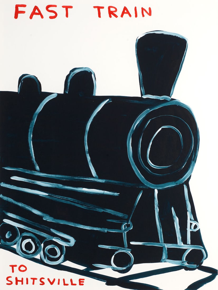 David Shrigley (British, born 1968) Untitled (Fast Train to Shitsville) Screenprint in colours, ... (1 of 3)