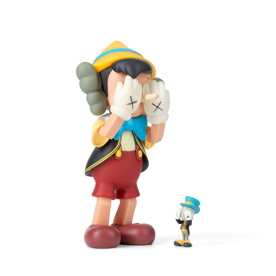 KAWS (American, born 1974) Pinocchio and Jiminy Cricket The complete set of two painted vinyl ca... - 2