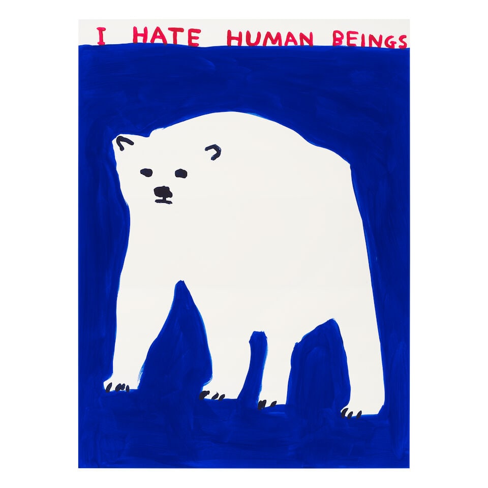 David Shrigley (British, born 1968) I Hate Human Beings Screenprint in colours, 2022, on Somerse... (1 of 1)