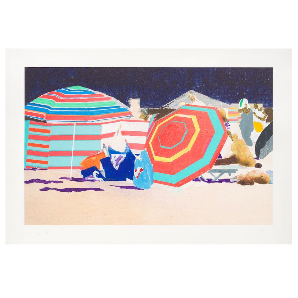 Hurvin Anderson (British, born 1965) Sun Shade Giclée print in colours with unique acrylic ...: Hurvin Anderson (British, born 1965) Sun Shade Giclée print in colours with unique acrylic hand-colouring, 2013, on Hahnemühle German etching paper, signed and inscribed 'PP' in pencil, a pr