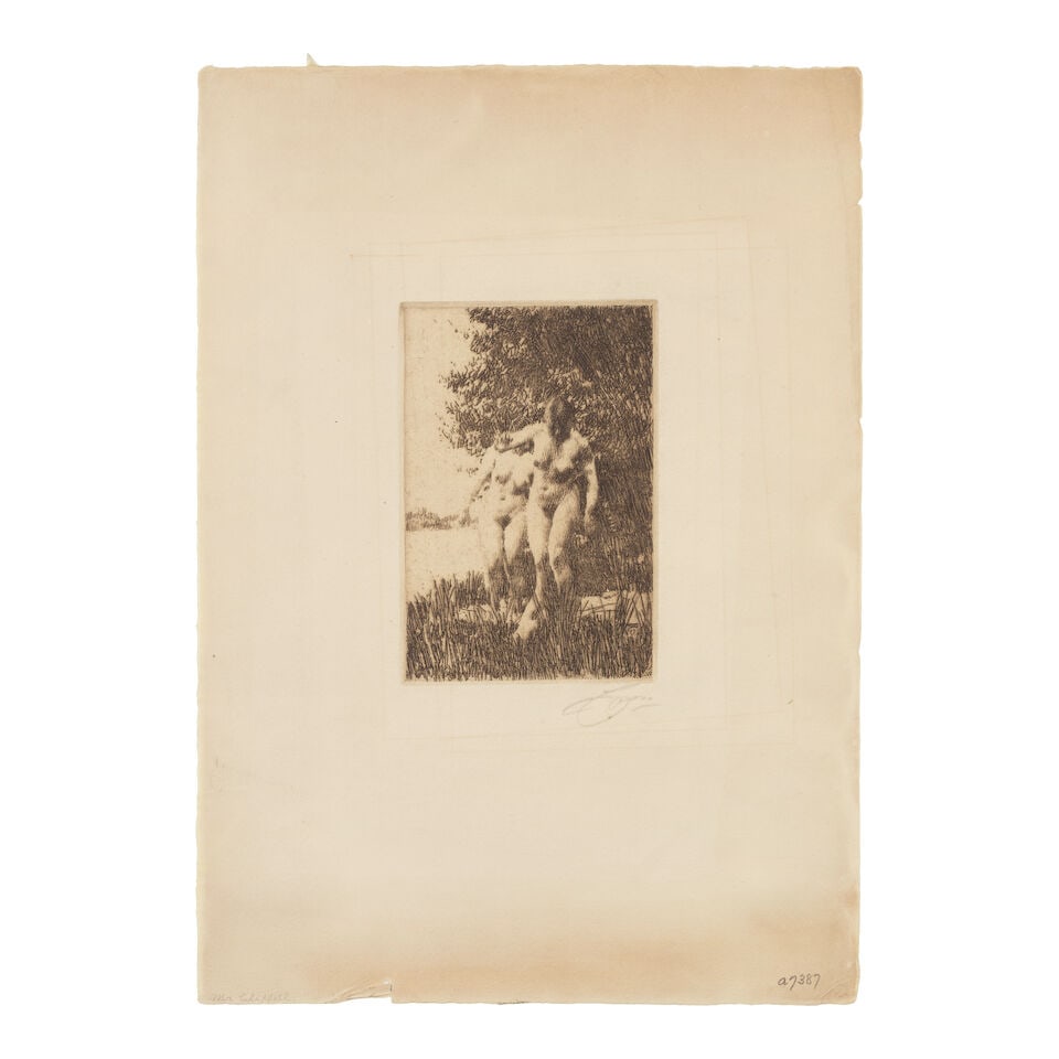 Anders Zorn (Swedish, 1860-1920) Alder Etching, 1917, on watermarked (M.98) laid paper, signed i... - 2