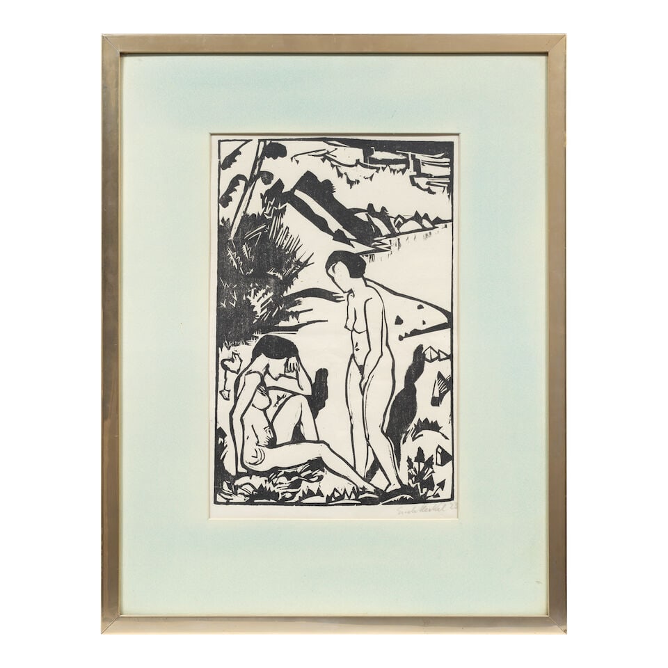 Erich Heckel (German, 1883-1970) Am Strand Woodcut, 1923, on Japon laid paper, signed in pencil,... - 2