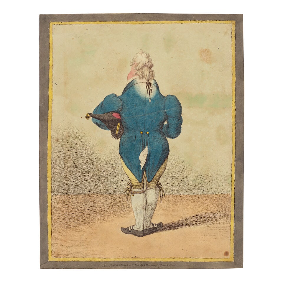 James Gillray (British, 1756-1815) Untitled (Prince of Wales)(Two works) Two etchings with hand-... - 2