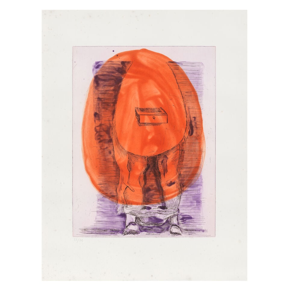 Martin Kippenberger (German, 1953-1997) Der Eiermann; Die Eierfrau Two etchings with spit-bite a... - 3