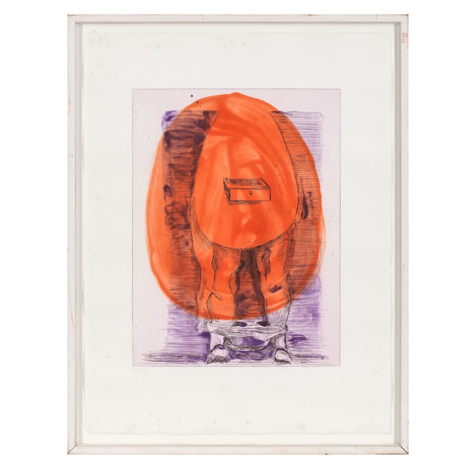 Martin Kippenberger (German, 1953-1997) Der Eiermann; Die Eierfrau Two etchings with spit-bite a... - 7