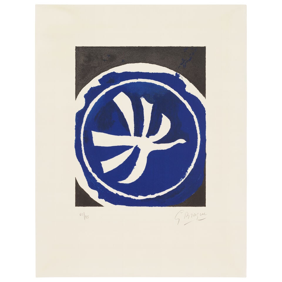 Georges Braque (French, 1882-1963) Oiseau verni; L'oiseau blanc Lithograph, 1954, on Arches wov... - 2