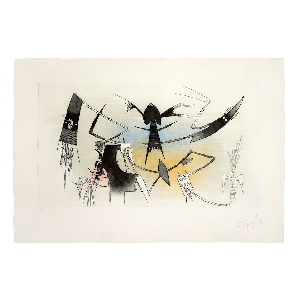 Wifredo Lam (Cuban, 1902-1982) Trois Personnages; La Réunion Two etchings with aquatint in ... - 3