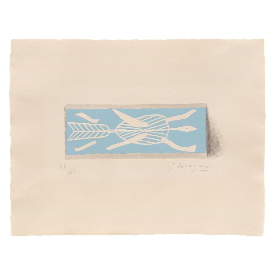 Georges Braque (French, 1882-1963) Thalassa II Etching in colours, 1959, on Auvergne wove paper,...: Georges Braque (French, 1882-1963) Thalassa II (Vallier 140) Etching in colours, 1959, on Auvergne wove paper, signed and numbered 24/60 in pencil (there were also a few artist's proofs), printed by C