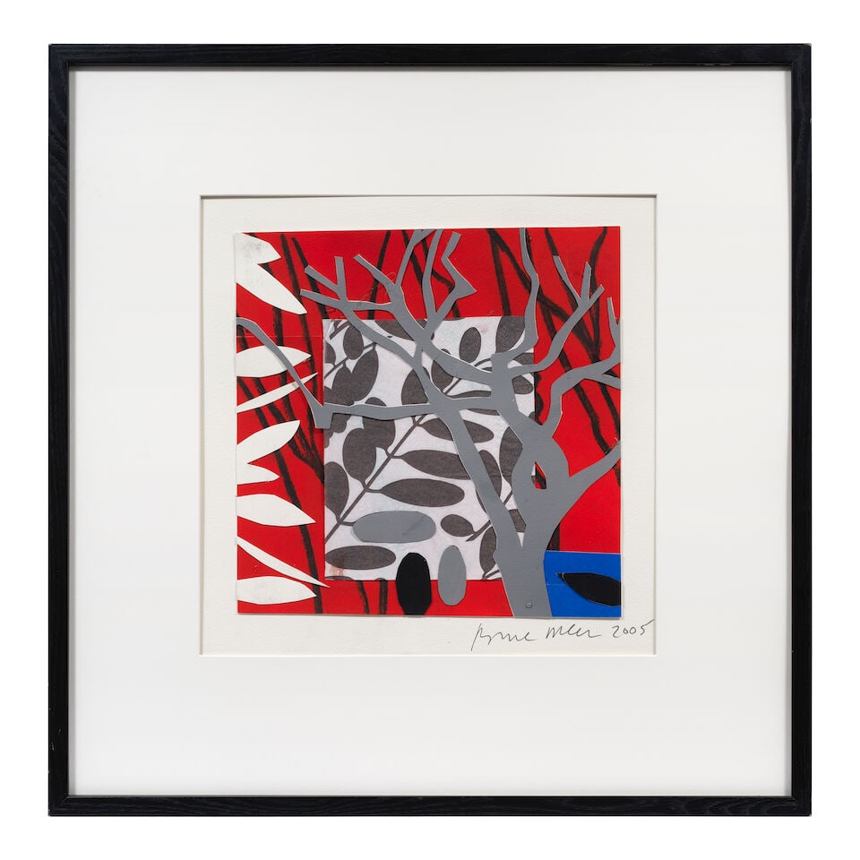Bruce Maclean (British, born 1944) Trees Screenprint in colours with collage elements and charco... - 2
