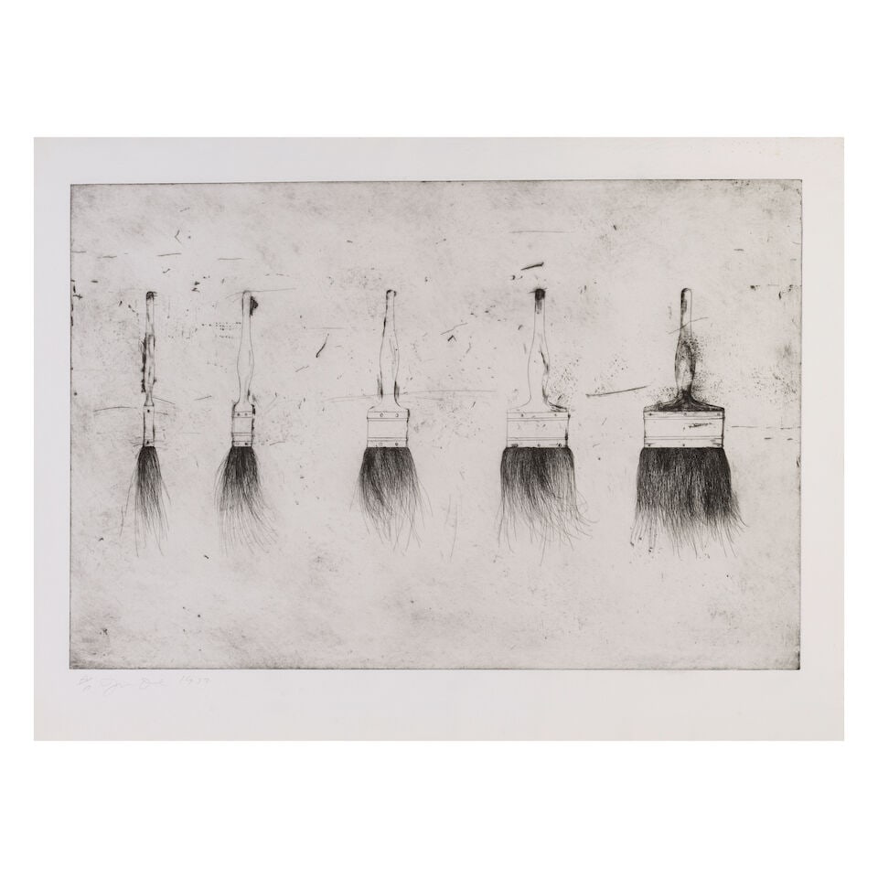 Jim Dine (American, born 1935) Five Paintbrushes (first state) Etching, 1972, on Hodgkinson hand... (1 of 2)