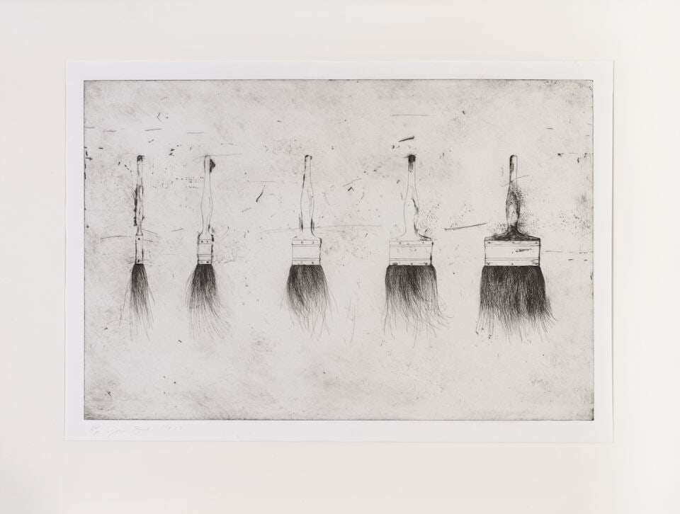 Jim Dine (American, born 1935) Five Paintbrushes (first state) Etching, 1972, on Hodgkinson hand... - 2