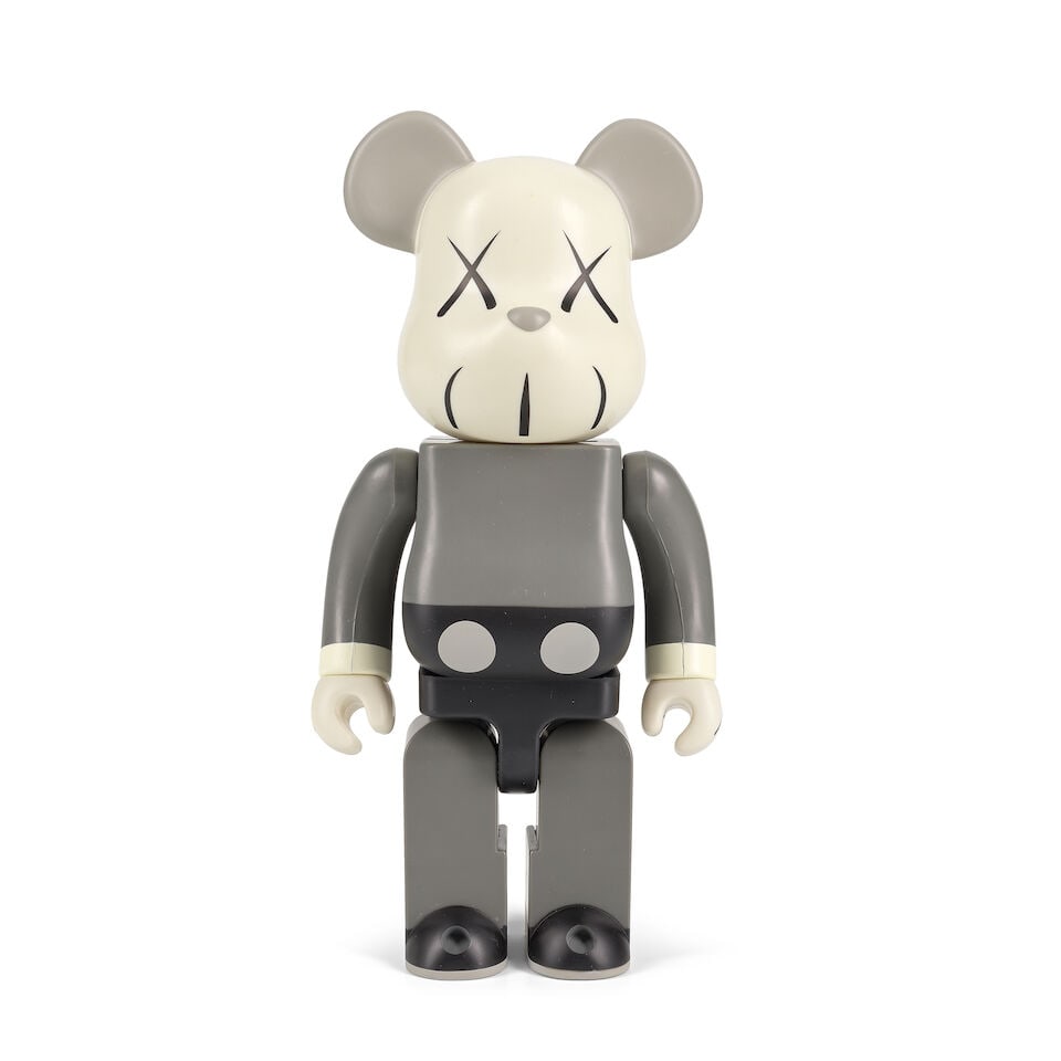 KAWS X Be@rbrick (American, born 1974) Companion (Grey) Painted cast vinyl multiple, 2002, with ... - 2