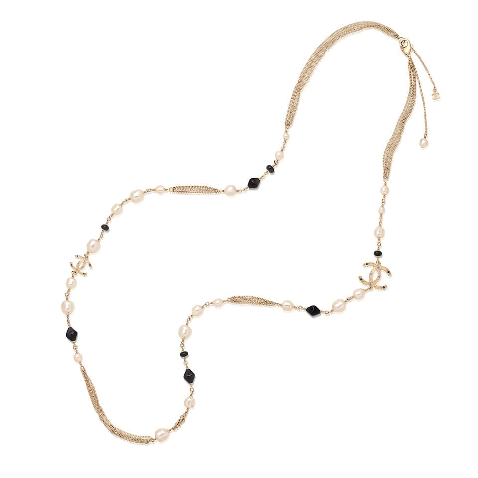 Chanel: a Simulated Baroque Pearl, Black Beads and CC Long Necklace Autumn 2012 (includes dust bag) - 3