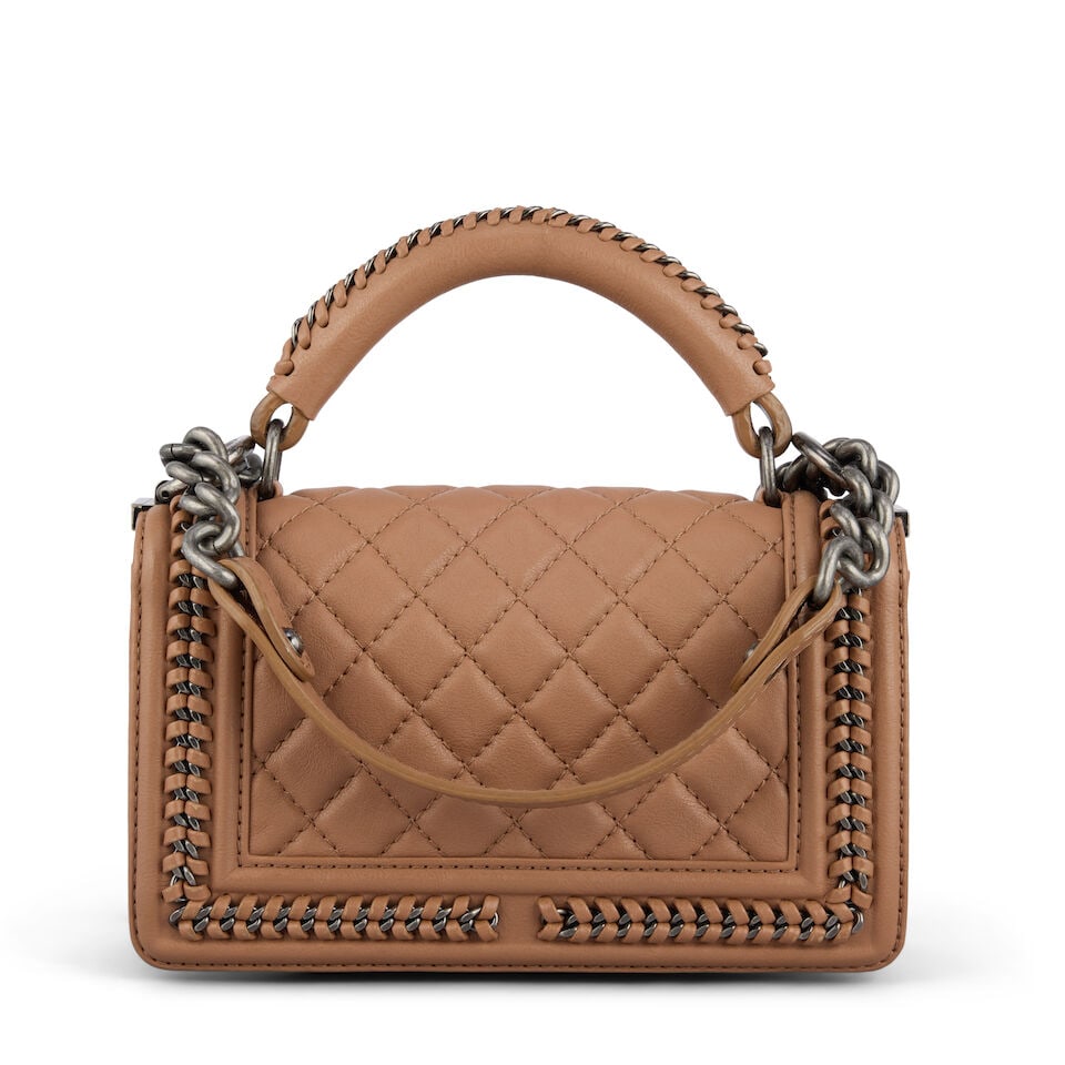 Chanel: a Dark Beige Lambskin Top Handle Small Boy Bag 2016-17 (includes serial sticker, authent... - 2