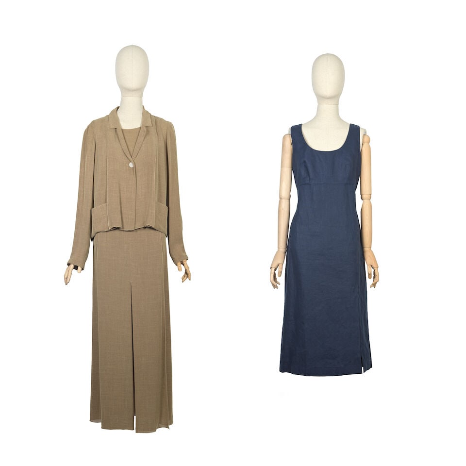 Chanel: a Taupe Three-Piece and a Blue Linen Dress (1 of 2)
