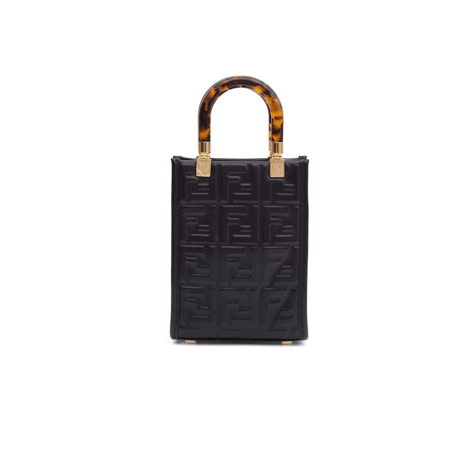 Fendi: a Black Embossed Zucca Leather Mini Sunshine 2-Way Shopper (includes detachable leather s... (1 of 3)