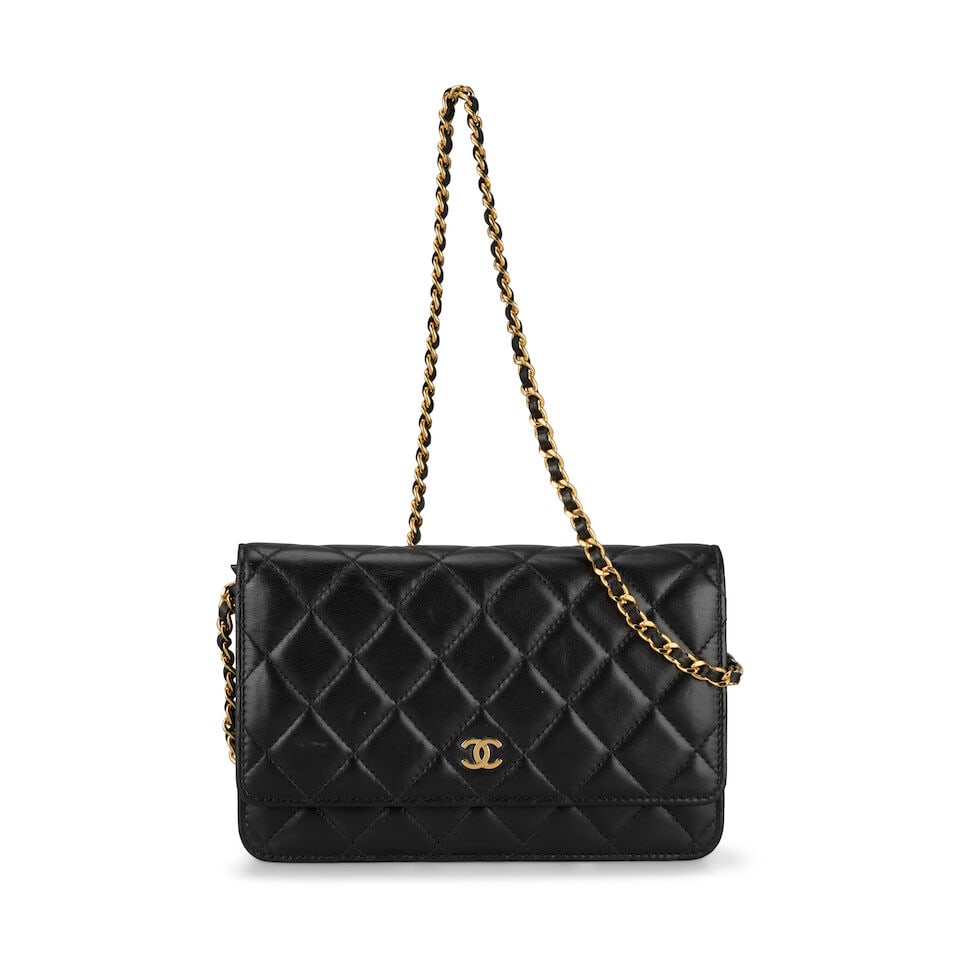 Chanel: a Black Quilted Lambskin Wallet on Chain (WOC) 2018 (includes serial sticker, authentici... (1 of 2)
