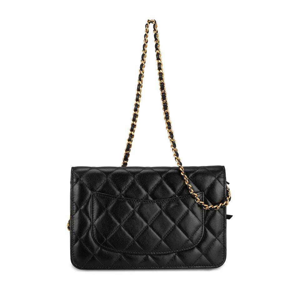 Chanel: a Black Quilted Lambskin Wallet on Chain (WOC) 2018 (includes serial sticker, authentici... - 2