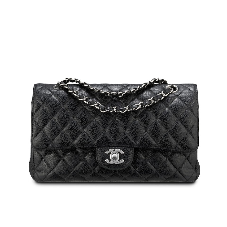 Chanel: a Black Quilted Caviar Leather Medium Classic Double Flap Bag 2011 (includes serial stic... (1 of 3)